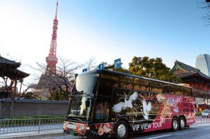 オープントップバスと東京タワー